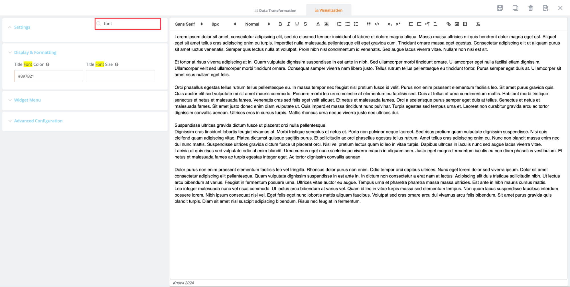 Rich Text Editor – Documentation and Support | Knowi