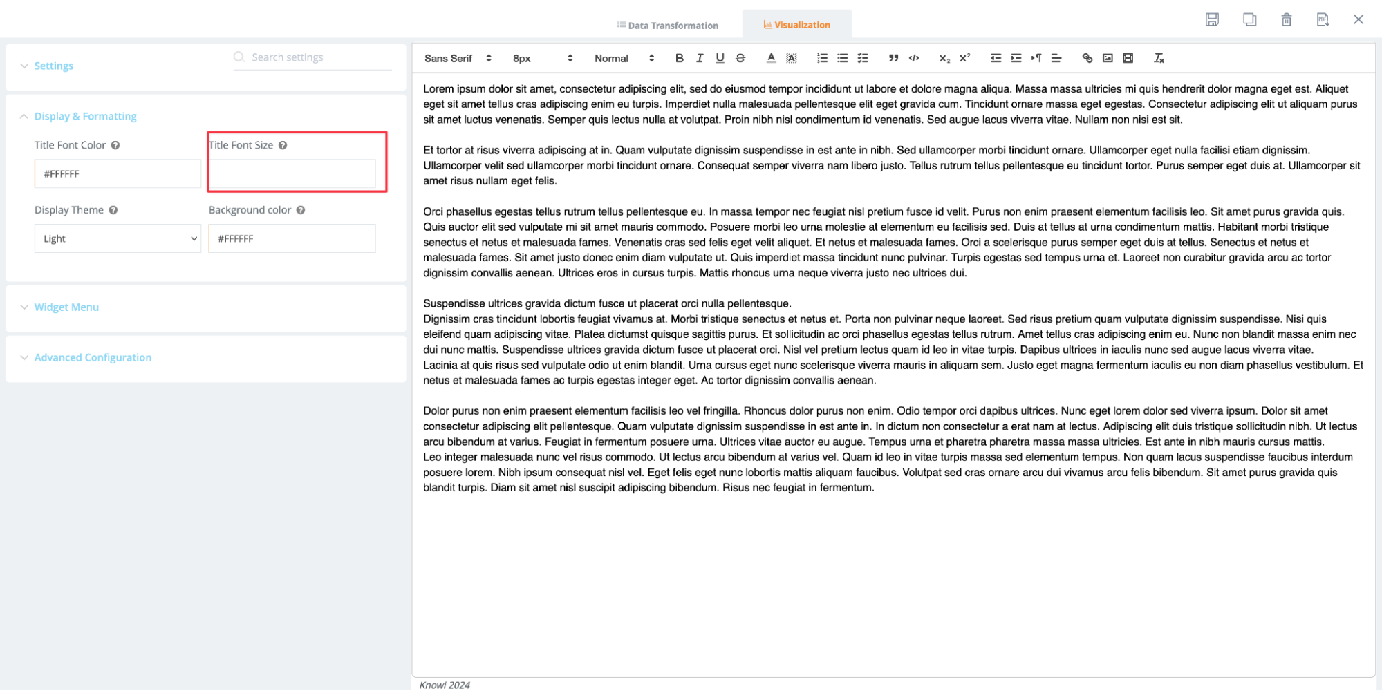 Rich Text Editor – Documentation and Support | Knowi